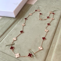 [Aethel jewelry]CLOVER 20 MOTIFS LASER CARNELIAN NECKLACE