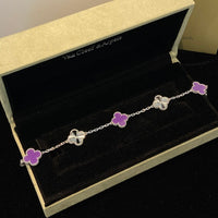 [Aethel jewelry]CLOVER  5 MOTIFS  PURPLE VIOLET BRACELET SILVER
