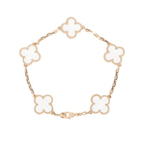 [Aethel jewelry]CLOVER 5 MOTIF ROCK CRYSTAL PINK GOLD BRACELET