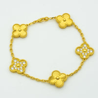 [Aethel jewelry]CLOVER BRACELET 5 MOTIFS GOLD DIAMOND