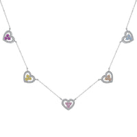 [Aethel jewelry]Sparkling Five Heart Necklace
