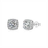 [Aethel jewelry]Classic Round Center Stone Stud Earrings