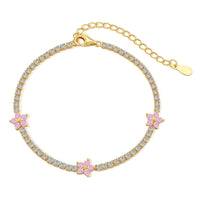 [Aethel jewelry]Sparkling Flower Shape Tennis Bracelet