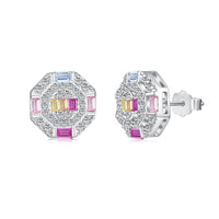 [Aethel jewelry]Ornate Colorful Octagon Shape Daily Earrings