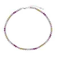 [Aethel jewelry]Sparkling Colorful Full Heart Tennis Necklace