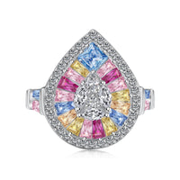 [Aethel jewelry]Elegant Colorful Water Drop Shape Banquet Ring