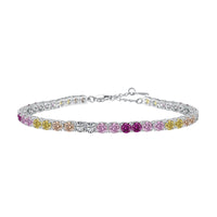 [Aethel jewelry]Radiant Colorful Round Cut Tennis Bracelet