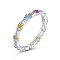 [Aethel jewelry]Sparkling Colorful Round Cut Tennis Ring