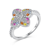 [Aethel jewelry]Luxurious Colorful Flower Shape Banquet Ring