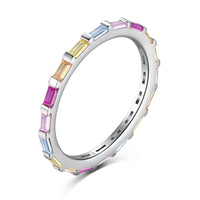 [Aethel jewelry]Exquisite Multicolored Emerald Cut Daily Ring