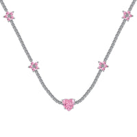[Aethel jewelry]Dazzling Pink Heart Flower Necklace