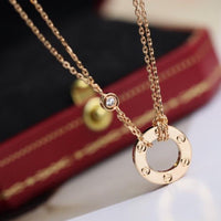 [Aethel jewelry]LOVE NECKLACE ADJUSTABLE ROSE GOLD 2 DIAMOND