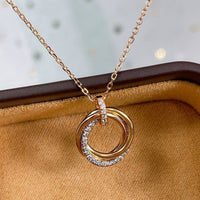 [Aethel jewelry]TRINITY NECKLACE SILVER GOLD PINK GOLD DIAMONDS