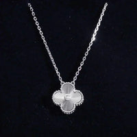 [Aethel jewelry]CLOVER  15MM DIAMOND LASER NECKLACE SILVER