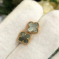 [Aethel jewelry]CLOVER MINI 9.5MM GRAY MOP EARRINGS
