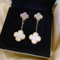 [Aethel jewelry]CLOVER 2 MOTIF WHITE MOP EARRINGS