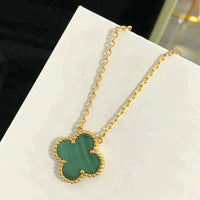 [Aethel jewelry]CLOVER 15MM MALACHITE SINGLE FLOWER  NECKLACE