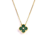[Aethel jewelry]CLOVER 15MM DIAMOND TURQUOISE NECKLACE