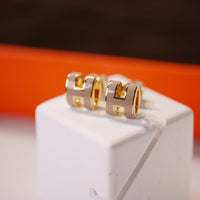 [Aethel jewelry]MINI POP H GOLD EARRINGS GREY