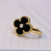 [Aethel jewelry]CLOVER ONYX RING GOLD DIAMOND