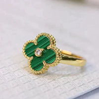 [Aethel jewelry]CLOVER MALACHITE RING GOLD DIAMOND