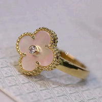 [Aethel jewelry]CLOVER PINK MOP RING GOLD DIAMOND
