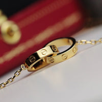 [Aethel jewelry]LOVE NECKLACE DOUBLE RING GOLD