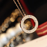 [Aethel jewelry]LOVE NECKLACE 16MM 6 DIAMONDS PINK GOLD