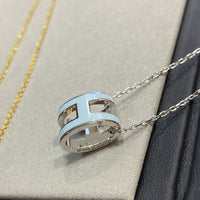 [Aethel jewelry]POP H LIGHT BLUE NECKLACE