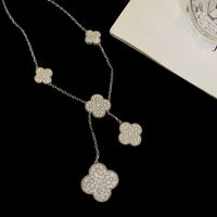 [Aethel jewelry]CLOVER 5 MOTIFS SILVER DIAMONDS NECKLACE