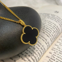 [Aethel jewelry]CLOVER 25MM NECKLACE GOLD ONYX
