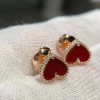 [Aethel jewelry]HEART CARNELIAN STUD EARRINGS