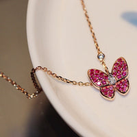 [Aethel jewelry]BUTTERFLY RED DIAMOND ROSE GOLD NECKLACE