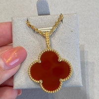 [Aethel jewelry]CLOVER 25MM NECKLACE GOLD CARNELIAN