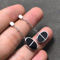 [Aethel jewelry]CHAINE VERSO BLACK CERAMIC SILVER EARRINGS