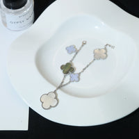 [Aethel jewelry]CLOVER BRACELET 5 MOTIFS MOP CHALCEDONY SILVER