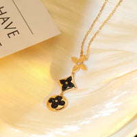 [Aethel jewelry]STAR AND SUN ONYX PINK GOLD NECKLACE