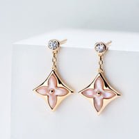 [Aethel jewelry]DOUBLE STAR PINK GOLD MOP DROP EARRINGS