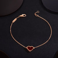 [Aethel jewelry]HEART CARNELIAN PINK GOLD BRACELET