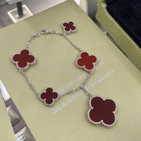 [Aethel jewelry]CLOVER 5 MOTIFS SIVLER CARNELIAN BRACELET