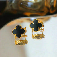 [Aethel jewelry]CLOVER MEDIUM 1 MOTIFS  ONYX STUD EARRINGS
