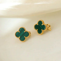 [Aethel jewelry]CLOVER MEDIUM 1 MOTIFS MALACHITE  EARRINGS