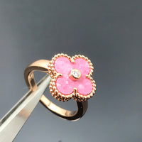 [Aethel jewelry]CLOVER RHODONITE ROSE GOLD RING
