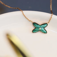 [Aethel jewelry]JEUX MALACHITE 1 DIAMOND PINK GOLD NECKLACE