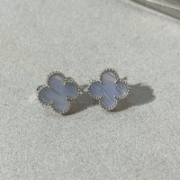 [Aethel jewelry]CLOVER CHALCEDONY SILVER STUD EARRINGS