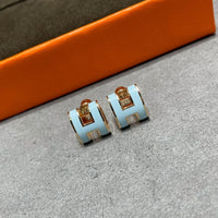 [Aethel jewelry]POP H SKY BLUE STUD EARRINGS