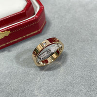 [Aethel jewelry]LOVE PINK GOLD SILVER DIAMOND DOUBLE RING