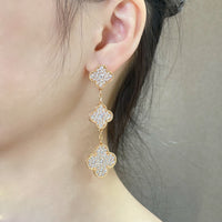[Aethel jewelry]CLOVER 3 MOTIFS DIAMOND PAVED ROSE GOLD EARRINGS