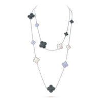 [Aethel jewelry]CLOVER 16 MOTIF CHALCEDONY MOP SILVER NECKLACE