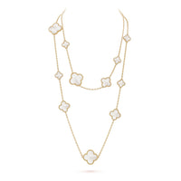 [Aethel jewelry]CLOVER 16 MOTIF WHITE MOP GOLD NECKLACE